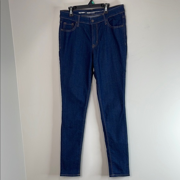 Old Navy Super Skinny Mid-Rise Jeans Dark Wash Denim Stretch 8 Long - Picture 2 of 10